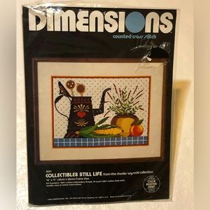 1983 SEALED *w/FLAWS* Dimensions #3541 “Collectibles Still Life” Cross Stitch